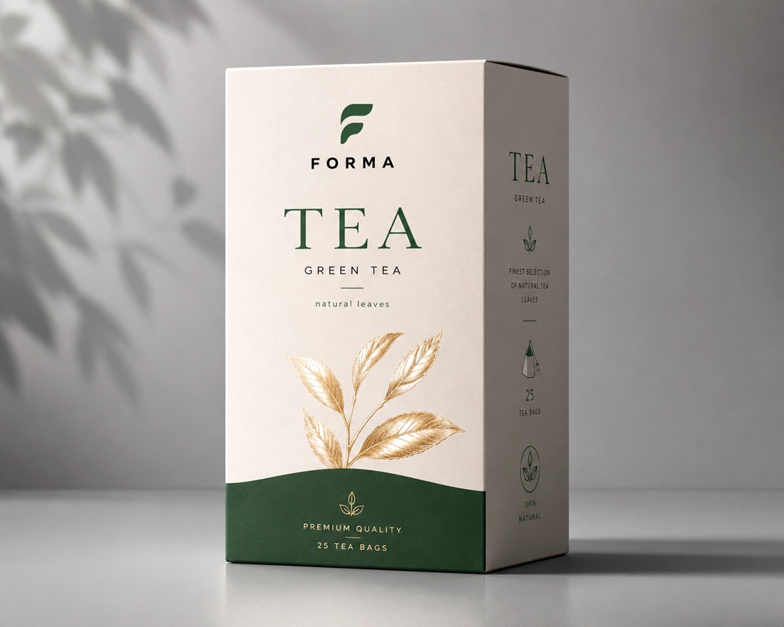 Tea box packaging concept mockup by FORMA